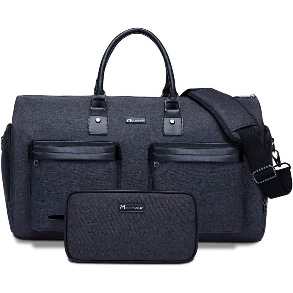 〽️ Men Women Jet Black Convertible Garment Duffel Bag 2-in-1 Carry On
